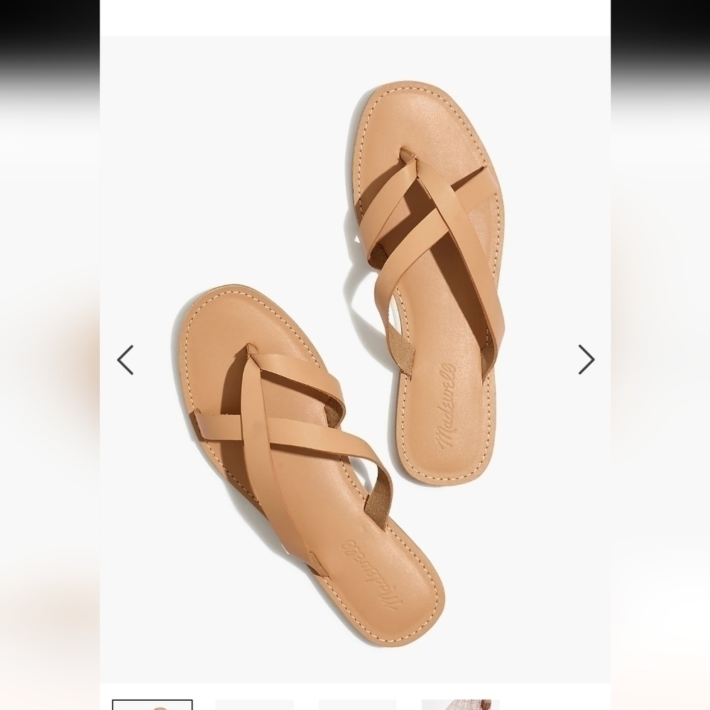 MADEWELL The Boardwalk Thong Sandal in Leather, SZ 8